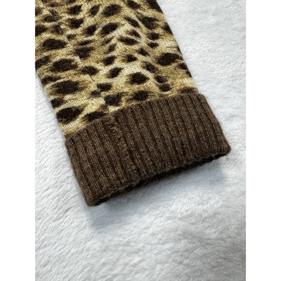 J.McLaughlin Cashmere Leopard Print Cardigan XS Brown Tan Animal Pattern - Picture 11 of 12